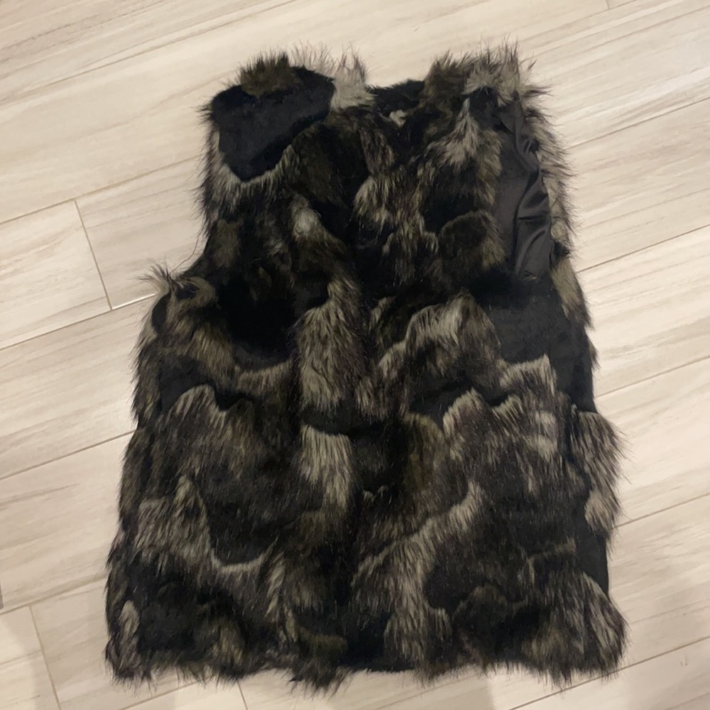 Forever 21 Faux Fur Vest Brown Black Statement Layering Piece - Picture 3 of 4